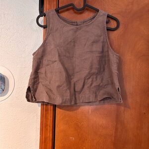 notPERFECTLINEN Brown Crop Top
